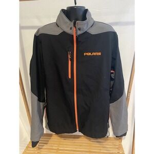 Polaris Racing Men's Softshell Jacket Warm Winter Black Orange Snowmobile XXL‎
